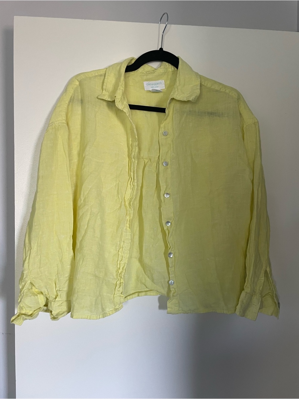 Cynthia Rowley Lightweight Yellow Linen Shirt